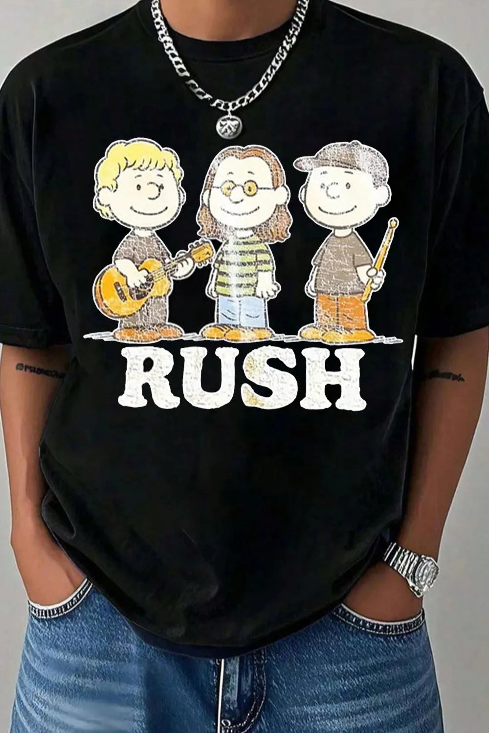 Rush Band Graphic T-Shirt — Unisex Cotton Short Sleeve Casual Loose Tee