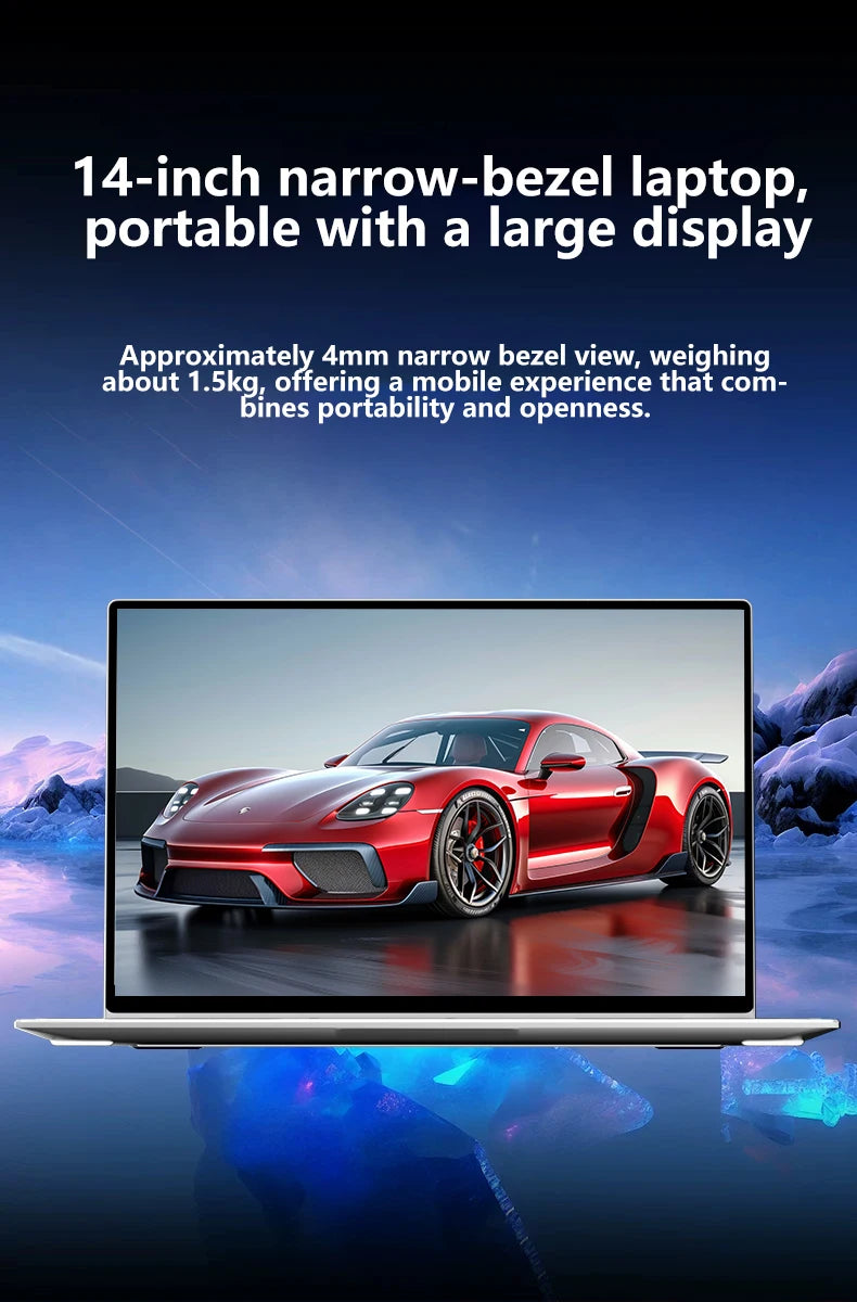 14.1" Intel N3700 Ultra Slim Notebook – 16GB RAM, Up to 2TB SSD, 1080P Display, Windows 11