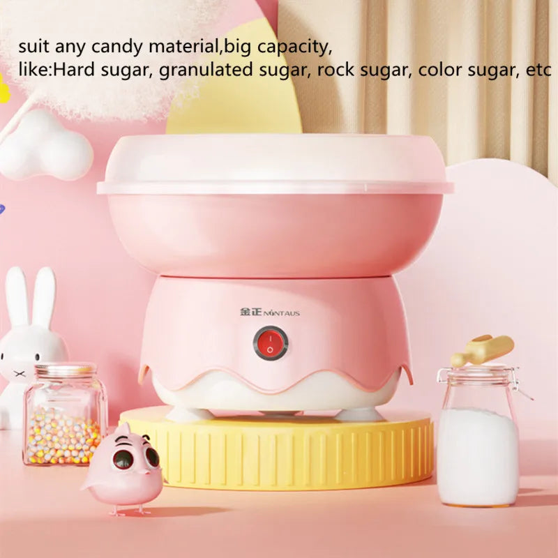 Kids DIY Cotton Candy Machine — Portable with Large Splash-Proof Plate, Hard & Sugar-Free