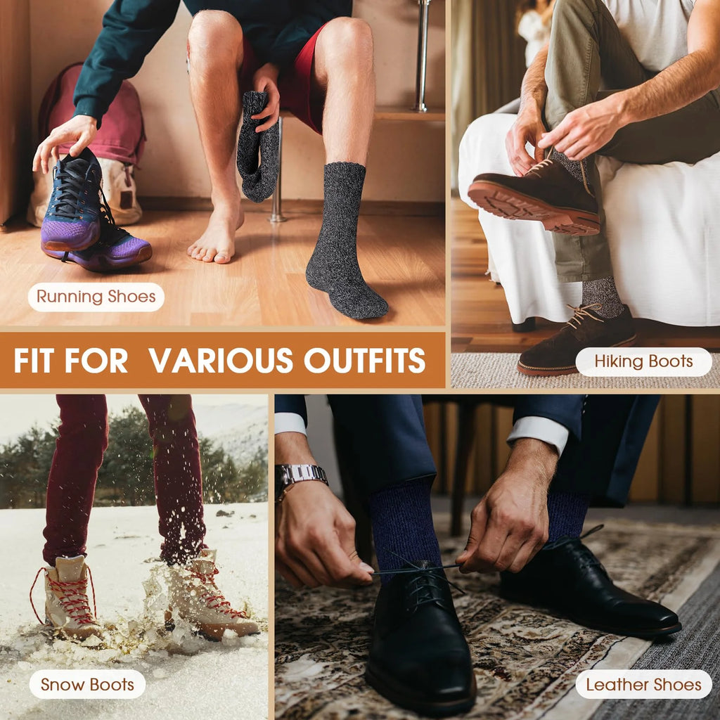 Men's Cotton-Blend Winter Socks, 3 Pairs