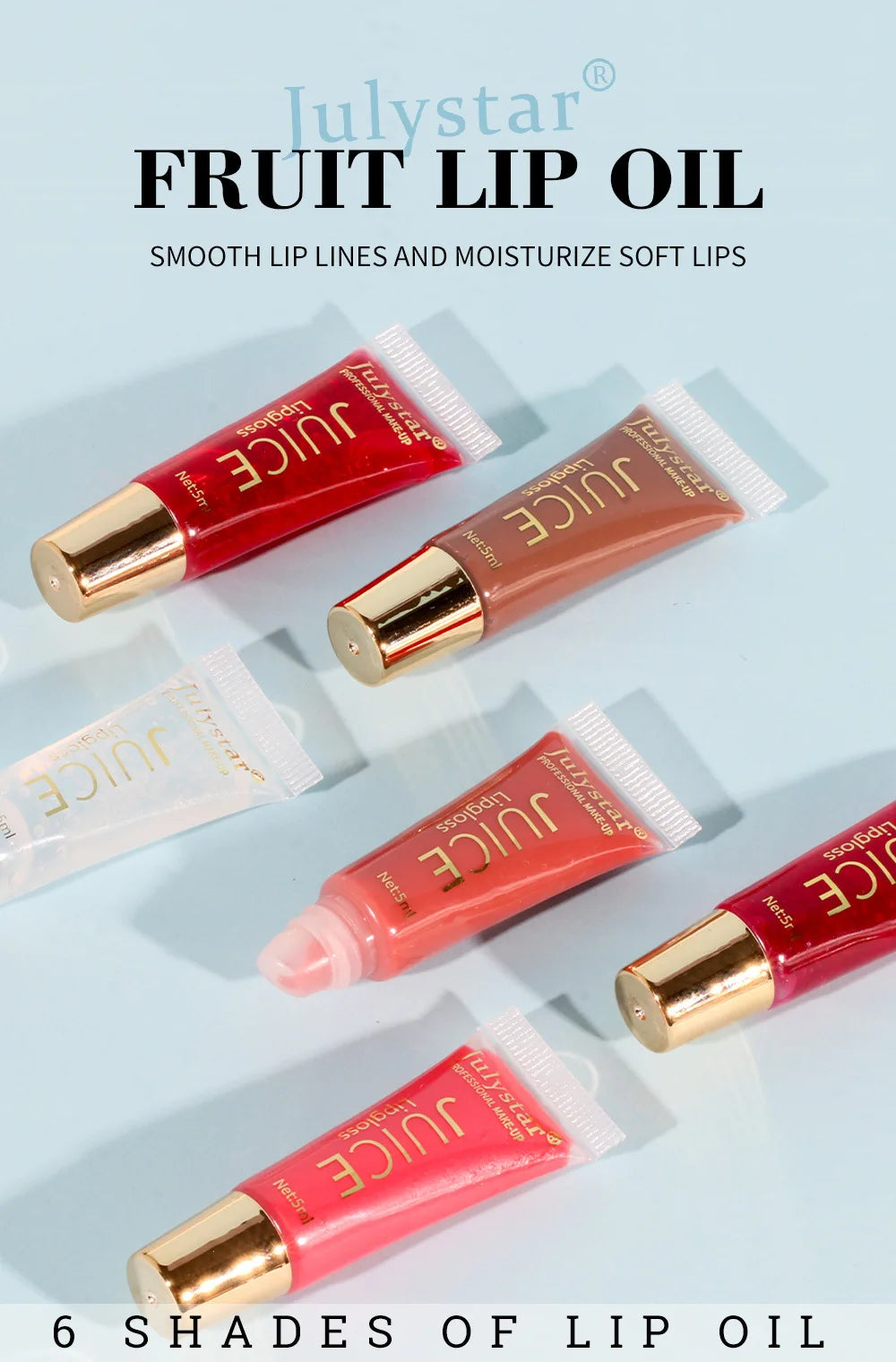 6 colors Lip Gloss Long lasting Moisturizing Mirror Lip Oil, Fruit Flavor, Pudding Lip Moisturizing, Water Radiant Lip Honey