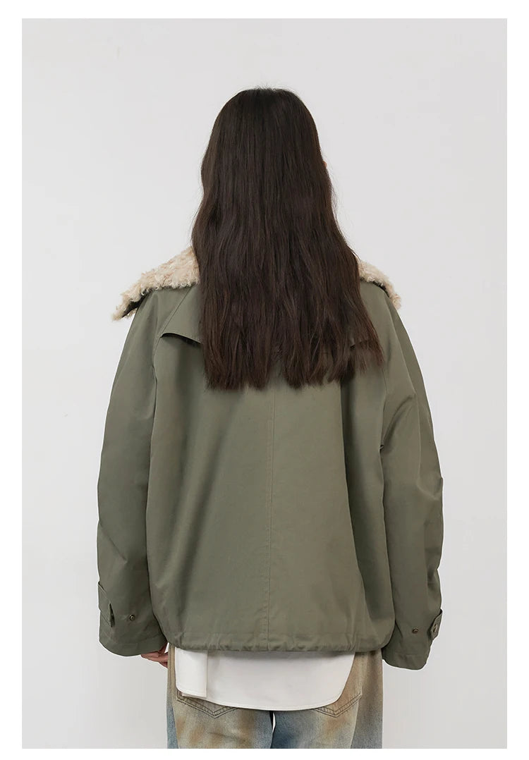 Women's Retro Motorcycle Cotton Overcoat – Loose Thick Streetwear Jacket