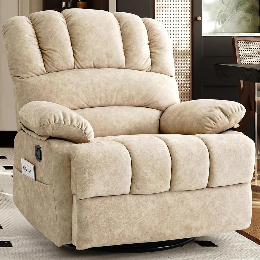 Oversized Swivel Rocker Recliner with 33.5-Inch Seat