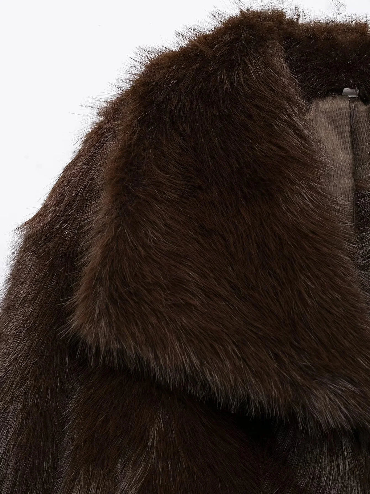 Women's Oversized Faux Fur Jacket – Single-Breasted Elegant Warm Coat