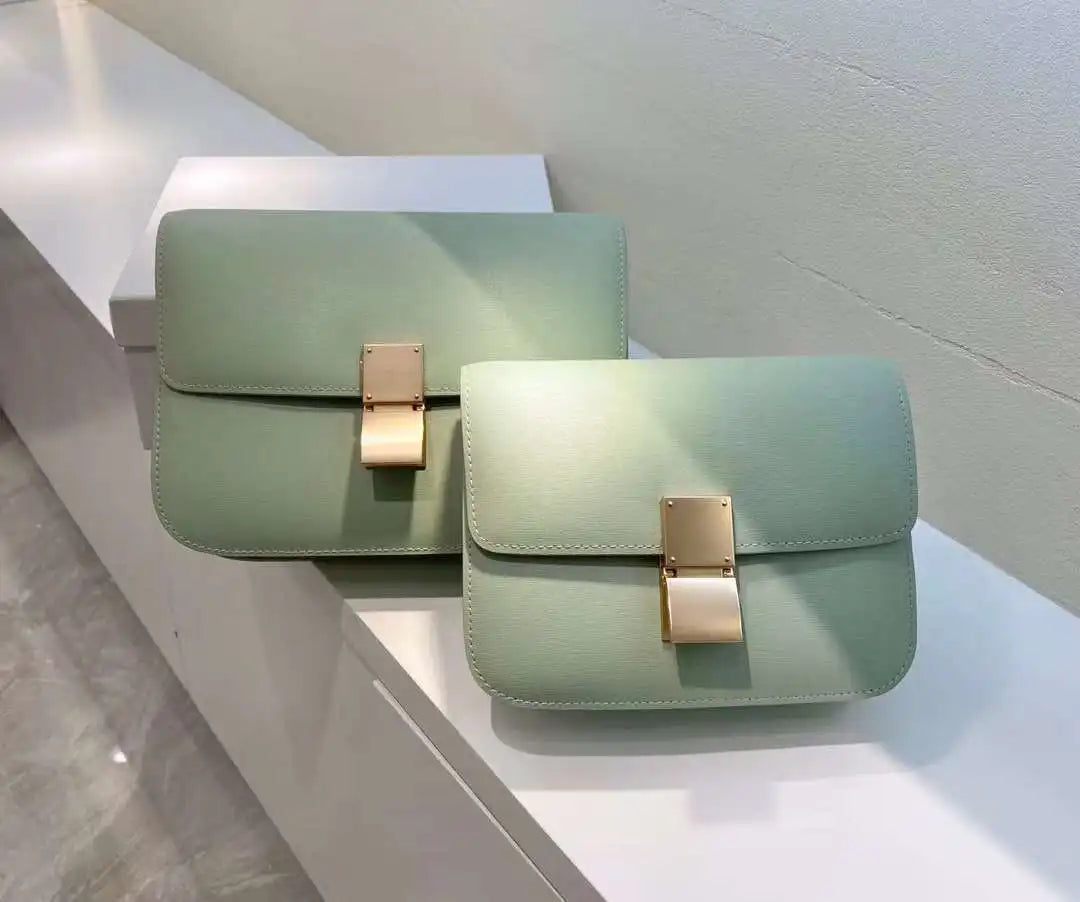 Genuine Leather Square Crossbody Bag – Luxury Designer Small Shoulder Messenger Bag for Women