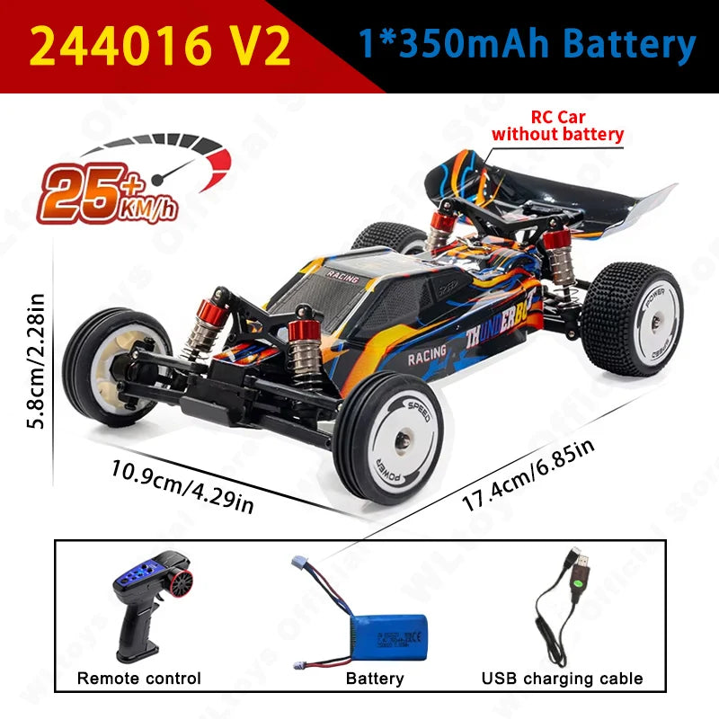WLtoys 244016 V2 1:24 Scale 2WD RC Racing Car with Electronic Gyro – 25KM/H 3-Speed Remote Control
