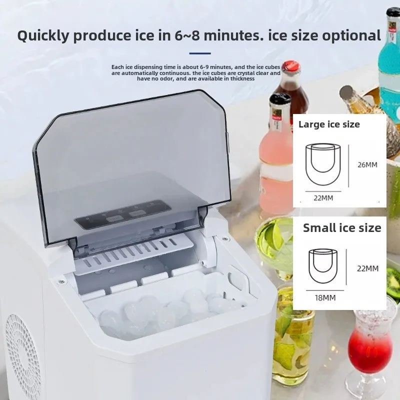 Automatic Mini Electric Ice Cube Maker – 9 Cubes in 6 Min, Portable for Bar, Home, Kitchen & Office