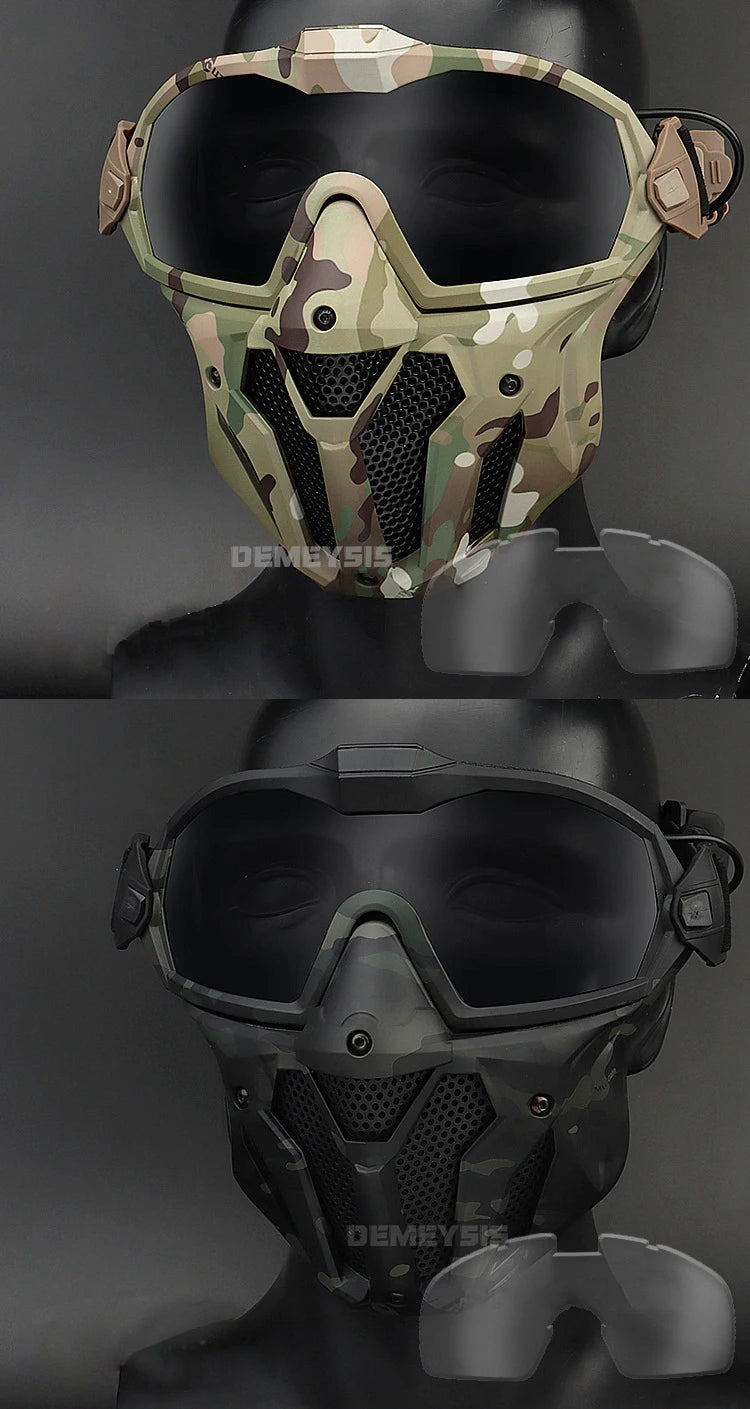 Tactical Full Face Airsoft Paintball Mask with Fan & Goggles