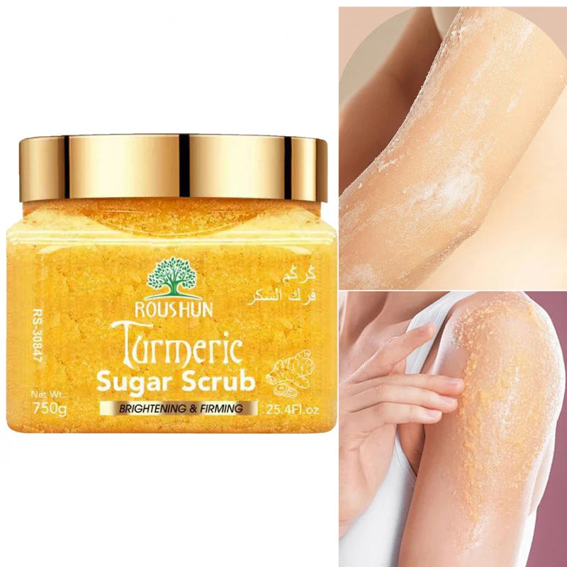 ROUSHUN Turmeric Sugar Scrub 750g – Family Pack Deep Cleansing Body Scrub