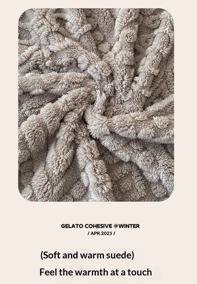 Winter Coral Plush Mattress Cover – High Elasticity Anti-Slip Breathable Bed Sheet