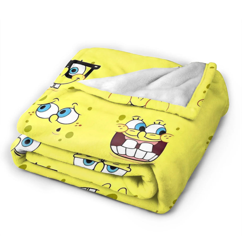 SpongeBob Flannel Throw Blanket – Soft Breathable Character Blanket for Bed, Lounge & Summer