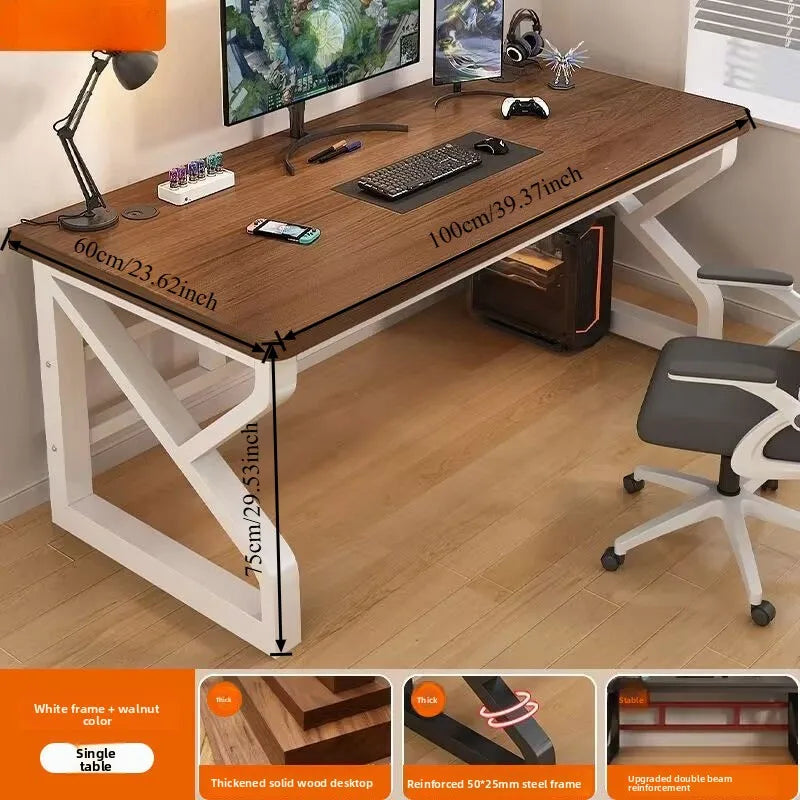 Solid Wood Core Gaming & Home Office Desk — E0 Eco-Friendly, Dual Cable Management, Multiple Sizes & Styles