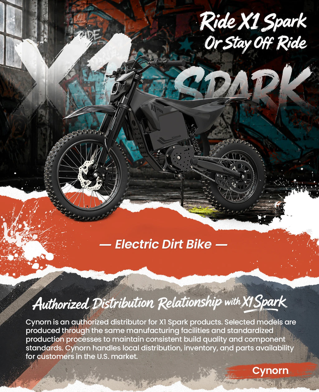 X1 Spark L Electric Dirt Bike – 60 Mile Range