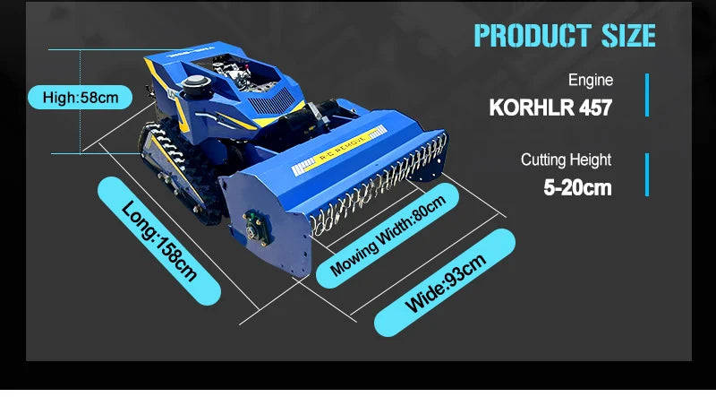 18HP Remote Control Crawler Flail Mower – Forestry Brush & Weed Cutter for Slopes & Rough Terrain