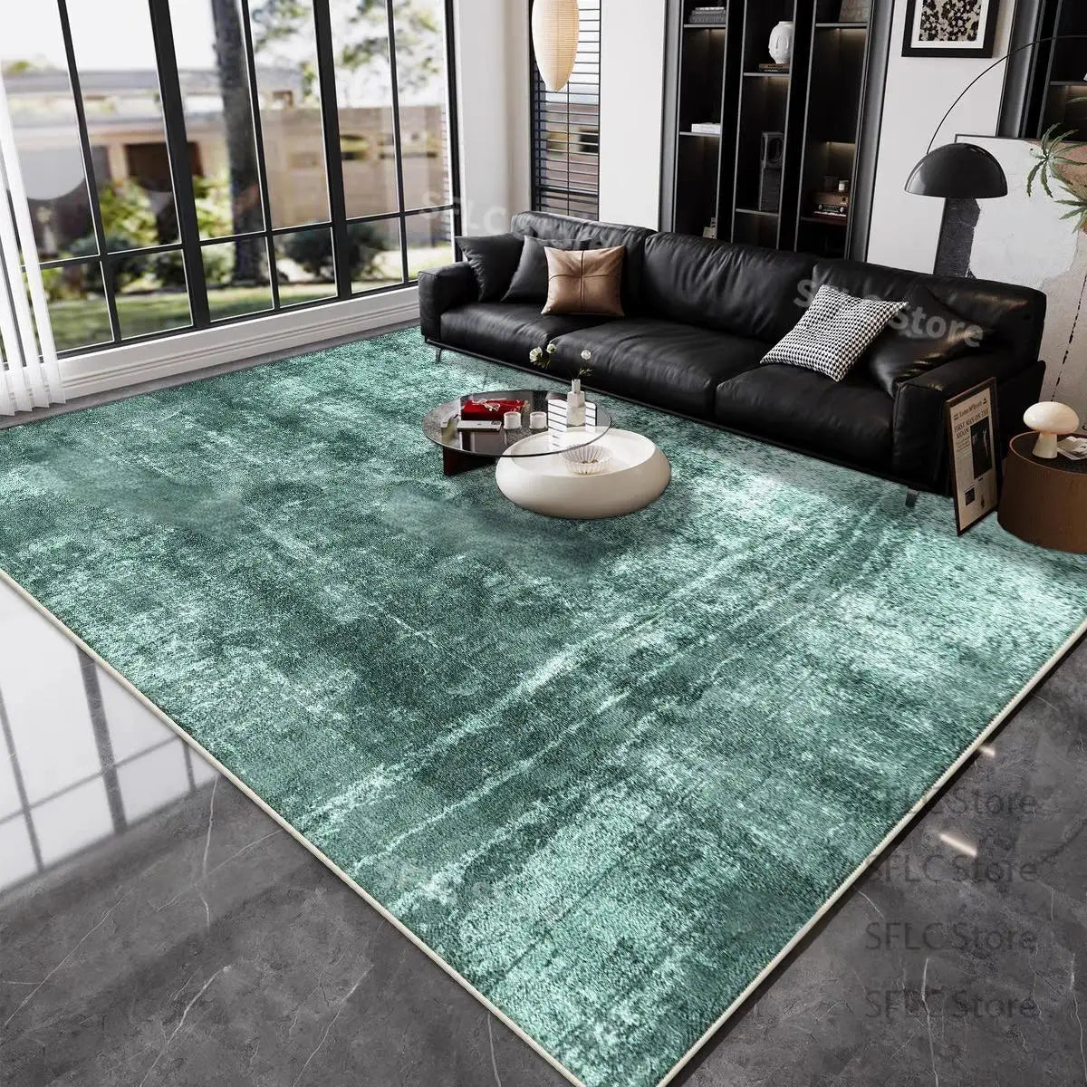 Plush Green Decorative Area Rug – Elegant Large Carpet for Living Room & Dining Room