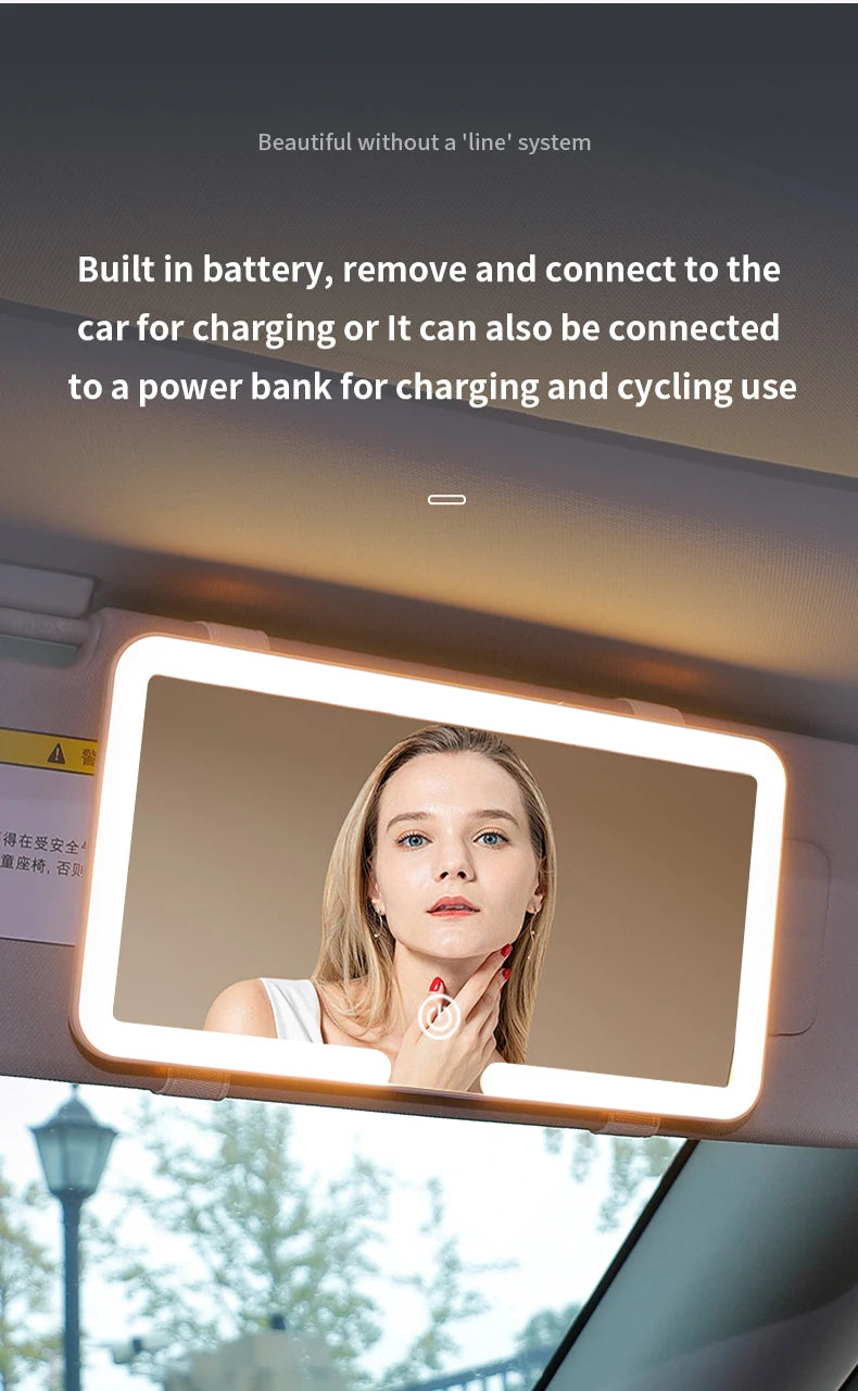 LED Car Sun Visor Vanity Mirror — Rechargeable HD Makeup Mirror