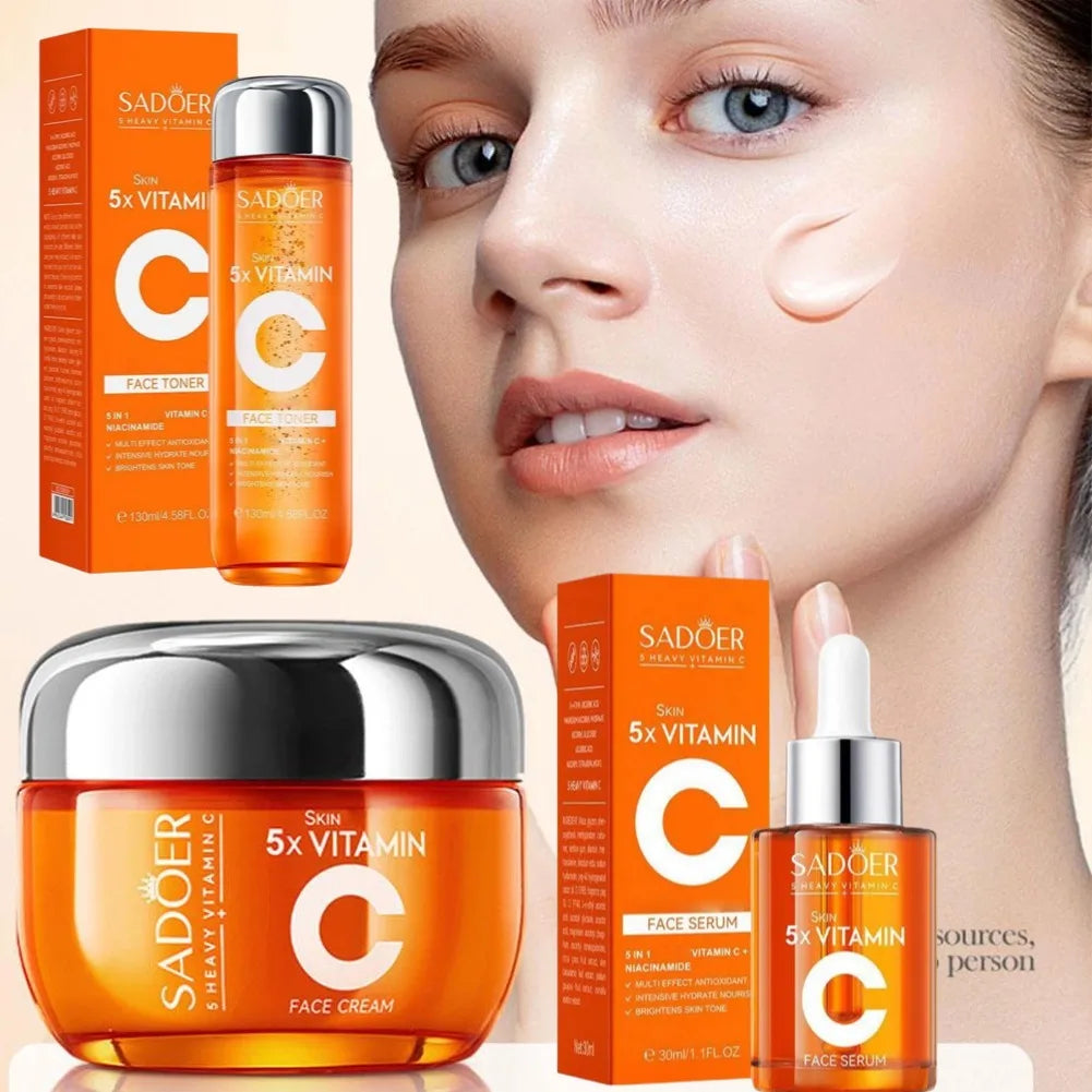 Vitamin C Firming & Lifting Skincare Set – Brightening Serum, Toner & Face Cream