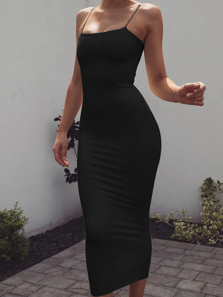 Backless Sling Maxi Dress — High Elastic Sleeveless Club Suspender Dress