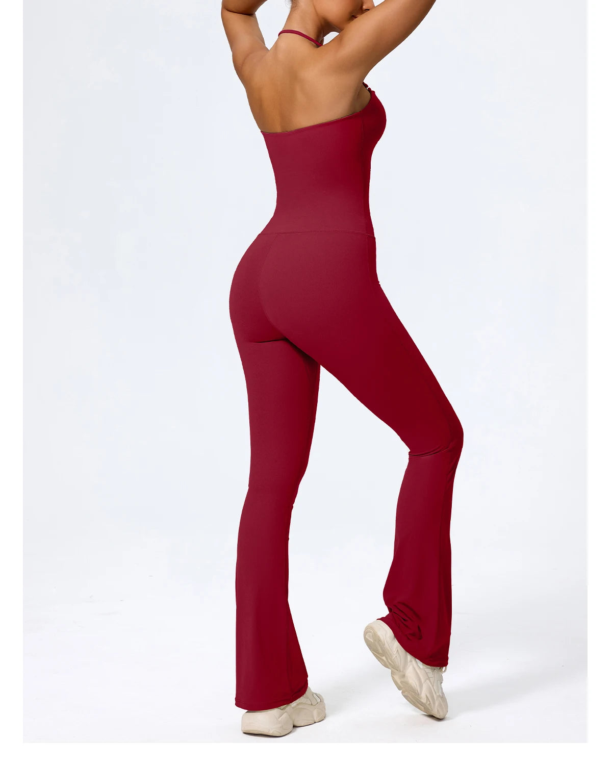 Women's Sleeveless Yoga Jumpsuit – Gym Flared Overalls Neck-Hanging Backless Sportswear