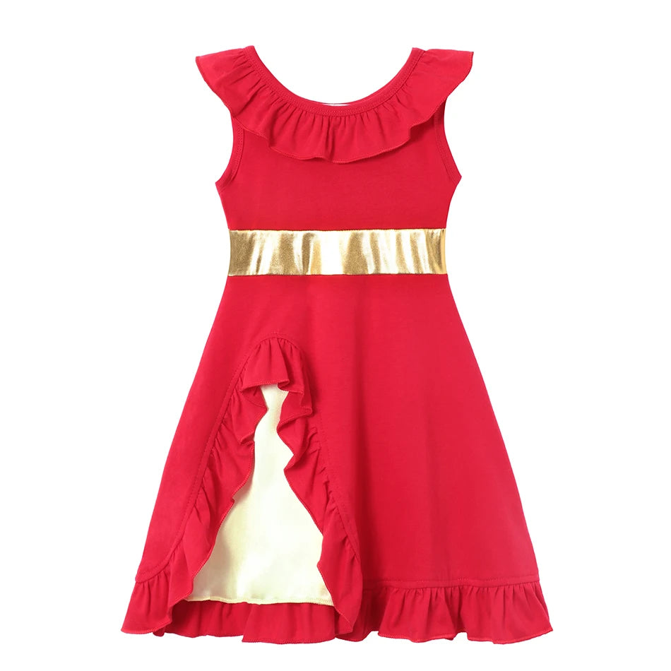 Girls' Princess Costume Dress – Mermaid & Rapunzel One-Shoulder Short Sleeve Summer Casual Vest
