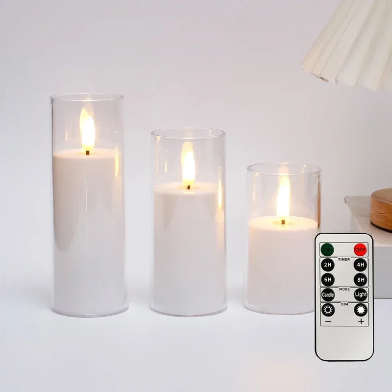 Flameless LED Pillar Candles, Set of 3