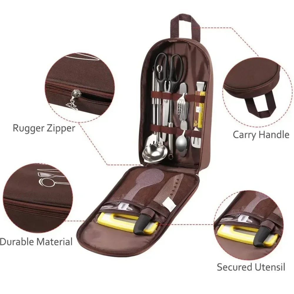 Portable Camping Cooking Utensils Storage Bag — Outdoor Survival Gear