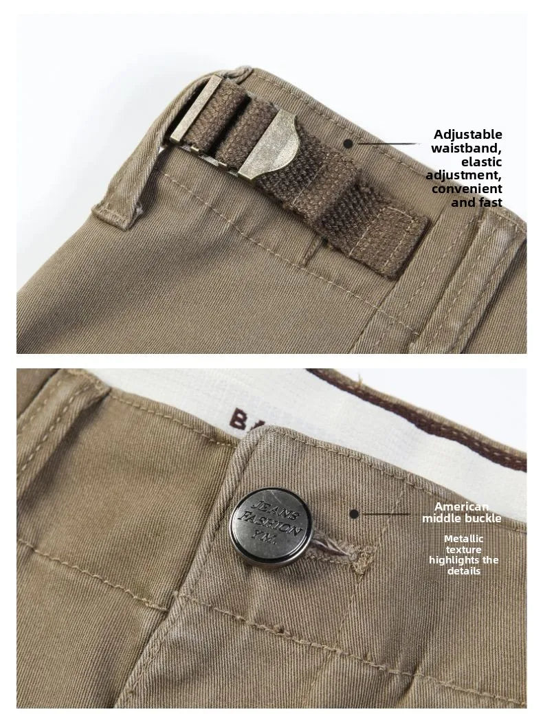 Men's Vintage Straight Leg Cotton Workwear Trousers — Loose Fit Retro Pants for Autumn & Winter