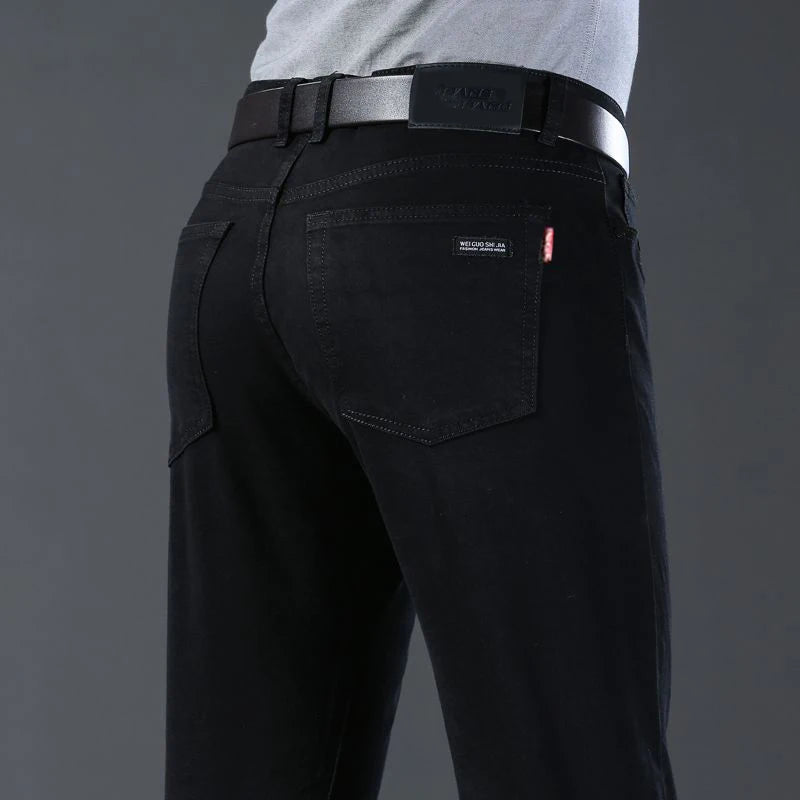 Men's Vintage Straight Stretch Jeans — Classic Business Denim Trousers