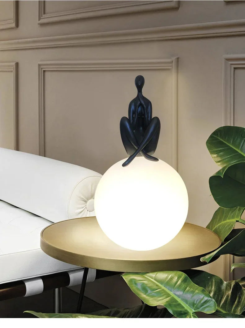 Sculptural Globe Lamp – Figure and Frosted Glass