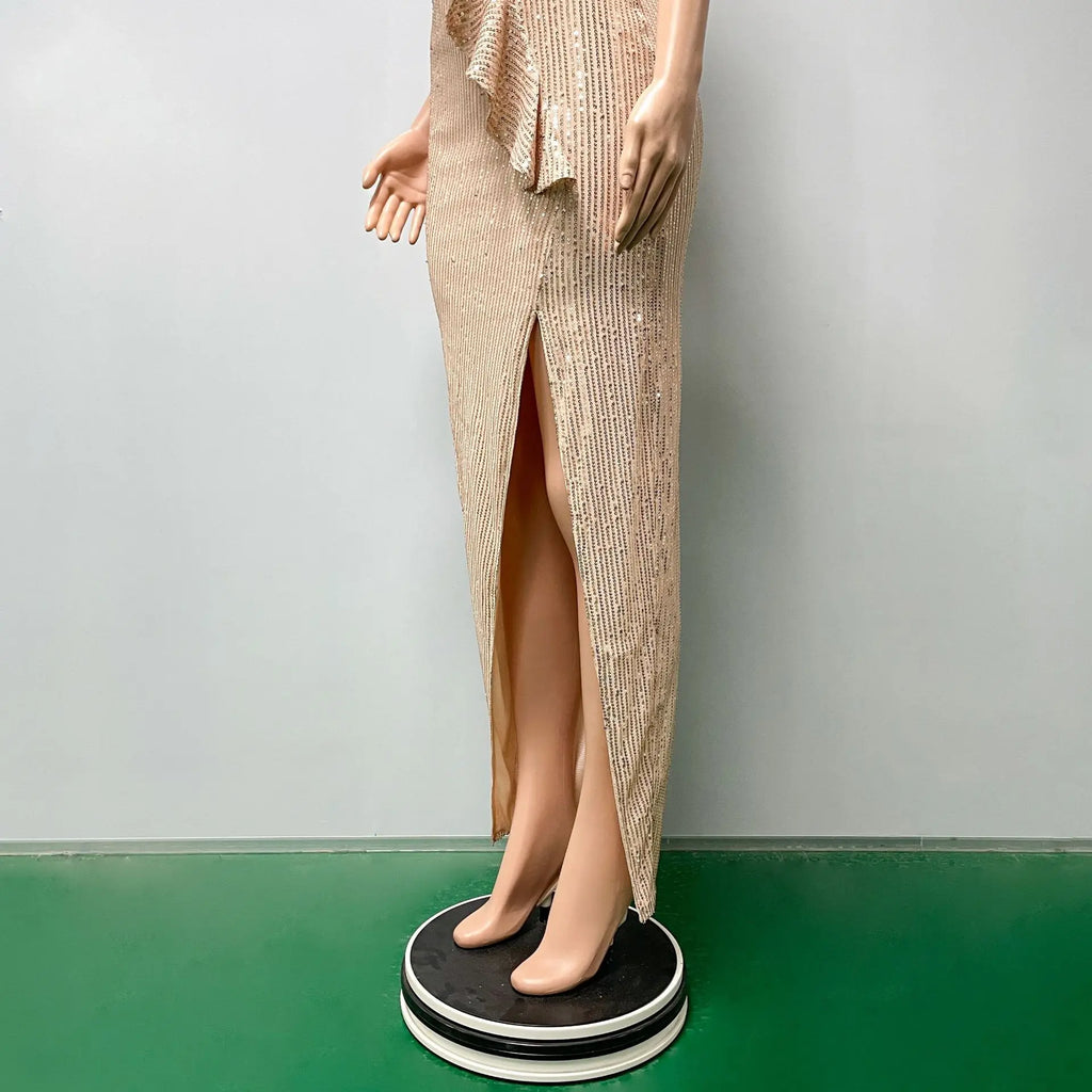 women's casual dresses for woman clothes Strapless sequined slit elegant party dresses evening summer birthday prom dress hwy739