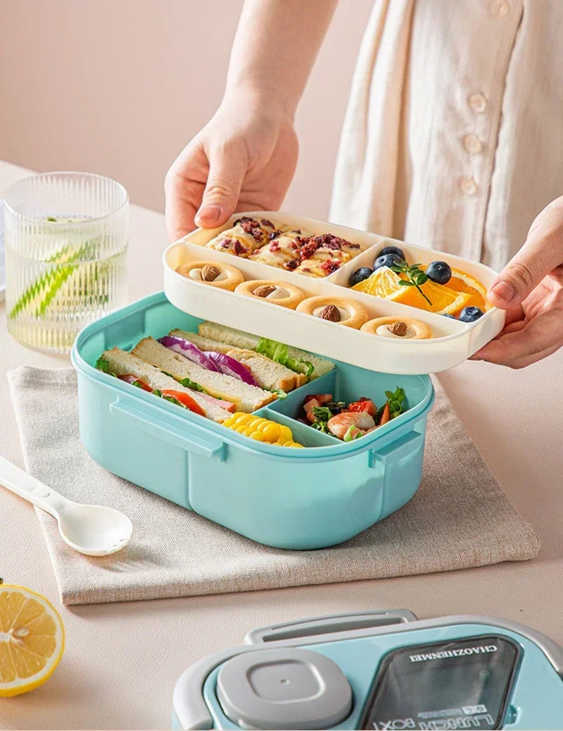 1200ml Wheat Straw Lunch Box – Leakproof Bento with Utensils