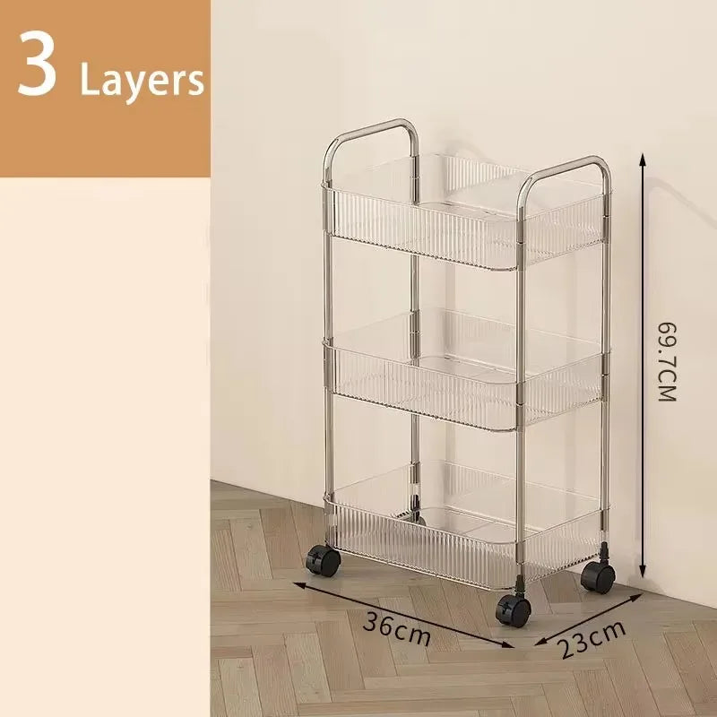 Acrylic Rolling Storage Cart — 2/3/4 Tier Organizer Trolley for Kitchen, Bathroom & Office