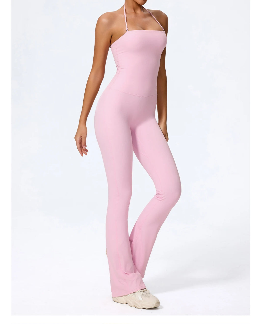 Women's Sleeveless Yoga Jumpsuit – Gym Flared Overalls Neck-Hanging Backless Sportswear