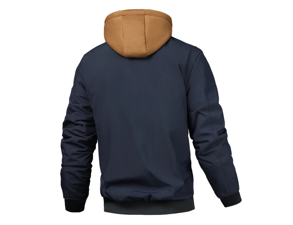 Men's Hooded Windbreaker Jacket – Zip-Front Casual Layer