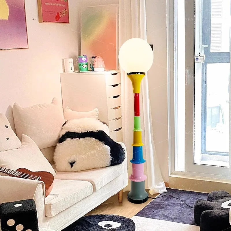 Colorful Floor Lamp – Memphis-Inspired Globe Design