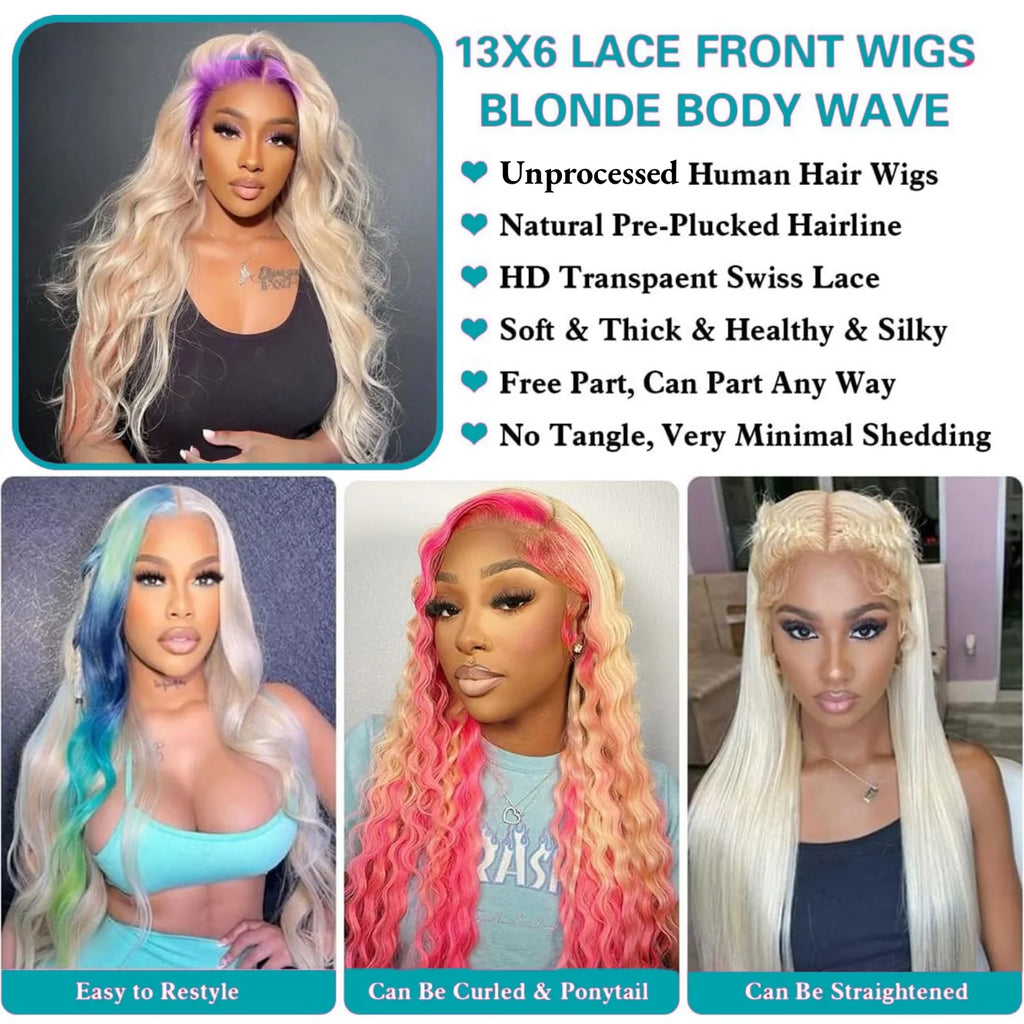 613 Blonde Body Wave Lace Front Wig | 13x4 13x6 Skin Melt HD Lace 200%–220% Density Brazilian Human Hair