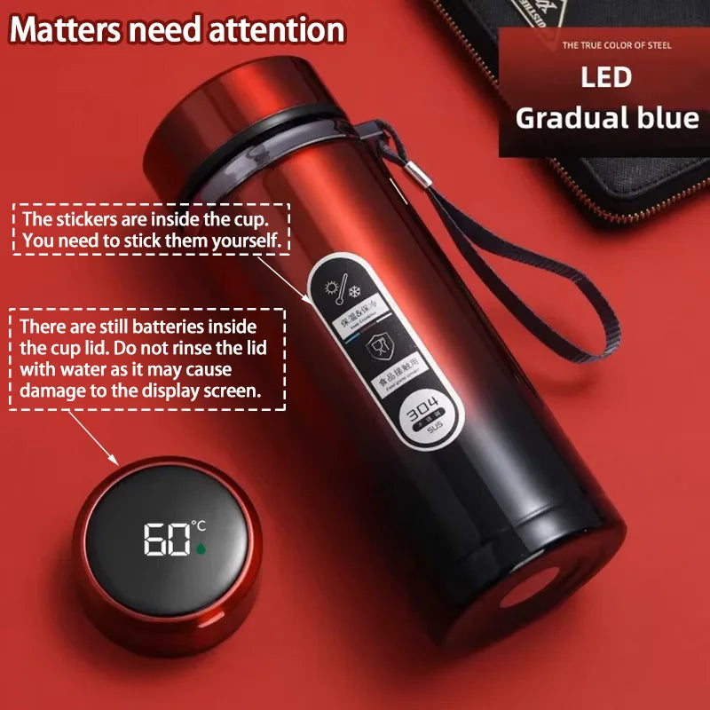 Stainless Steel Thermos Bottle with LED Temperature Display – 500ml–1L Vacuum Flask