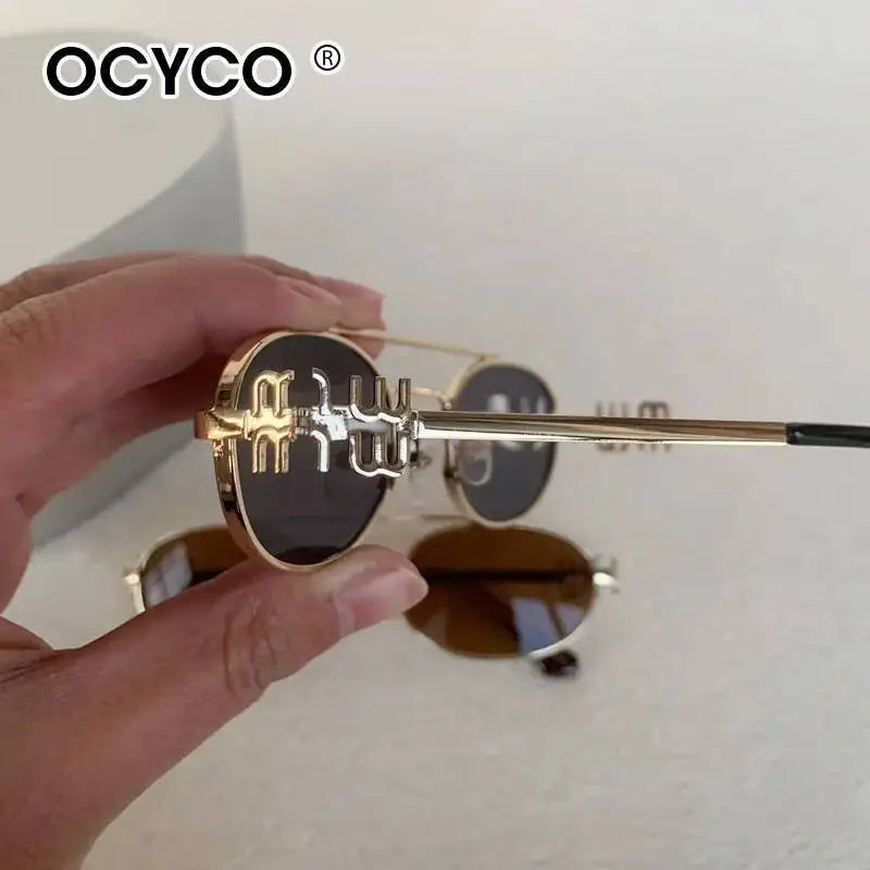 OCYCO Small Punk Oval Sunglasses | Metal Double Bridge UV Protection Designer Shades for Men & Women