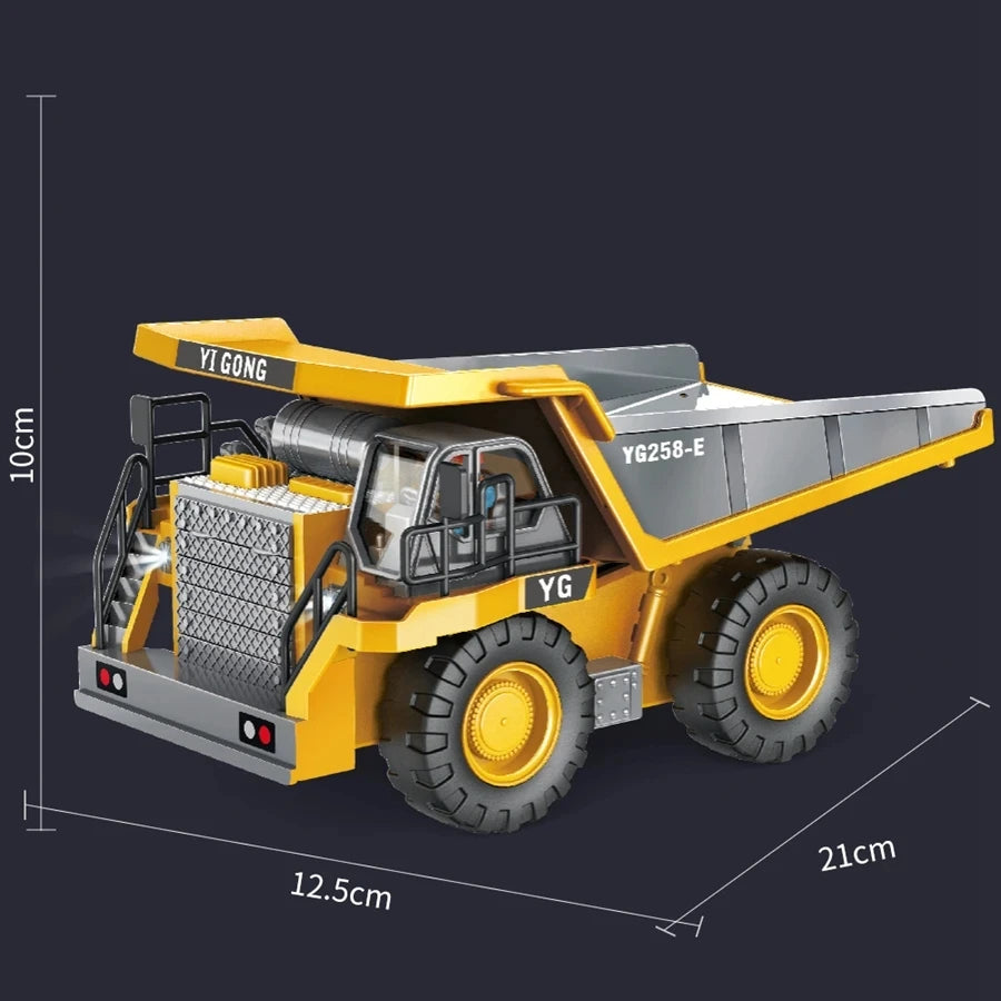 1:20 Scale 4WD RC Excavator Dump Truck Bulldozer – Alloy Construction Vehicle with Lights & Sound