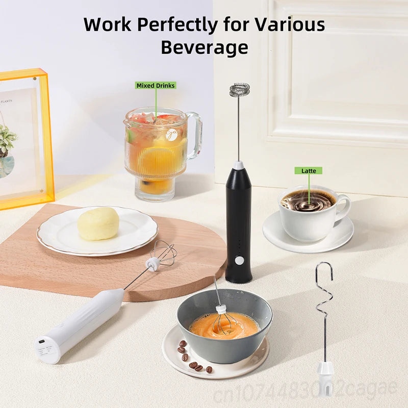 Wireless USB Rechargeable Milk Frother – 3-Speed Handheld Foam Maker & Coffee Whisk