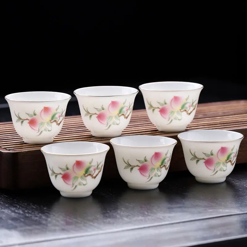 Porcelain Teacup Set – Six 60ml Tea Tasting Cups