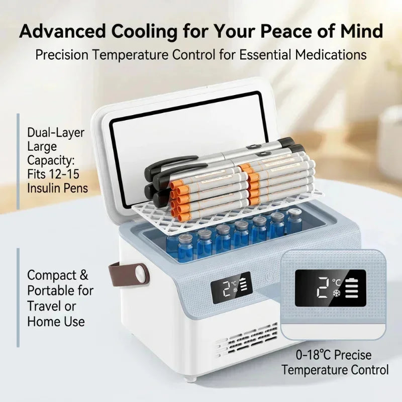 Mini Smart Insulin Cooler Refrigerator – Double-Layer Rapid Cooling USB Charging with Battery