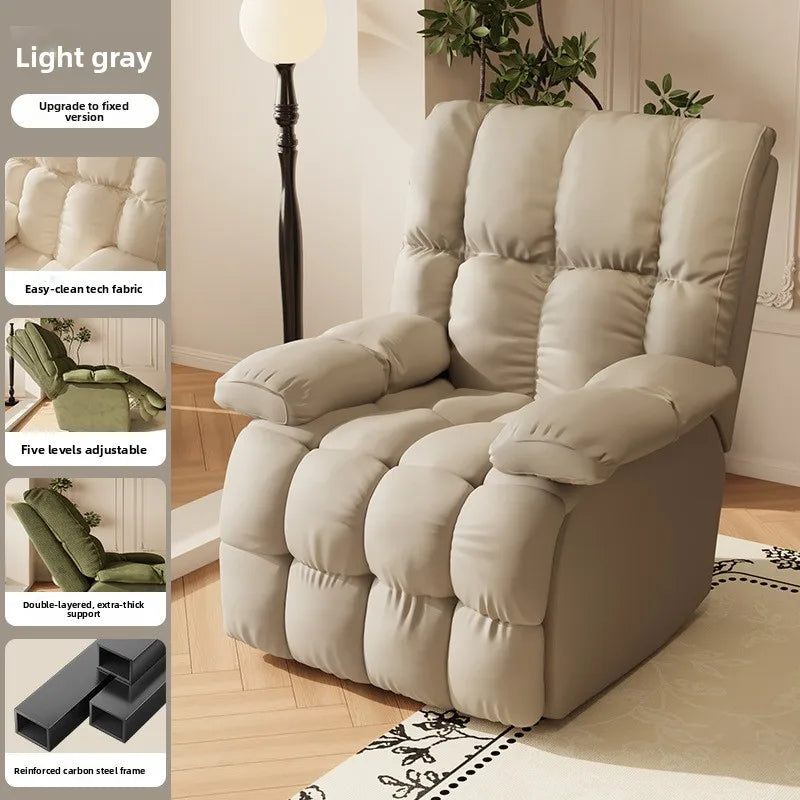 Five-Position Fabric Lounge Chair with Padded Arms