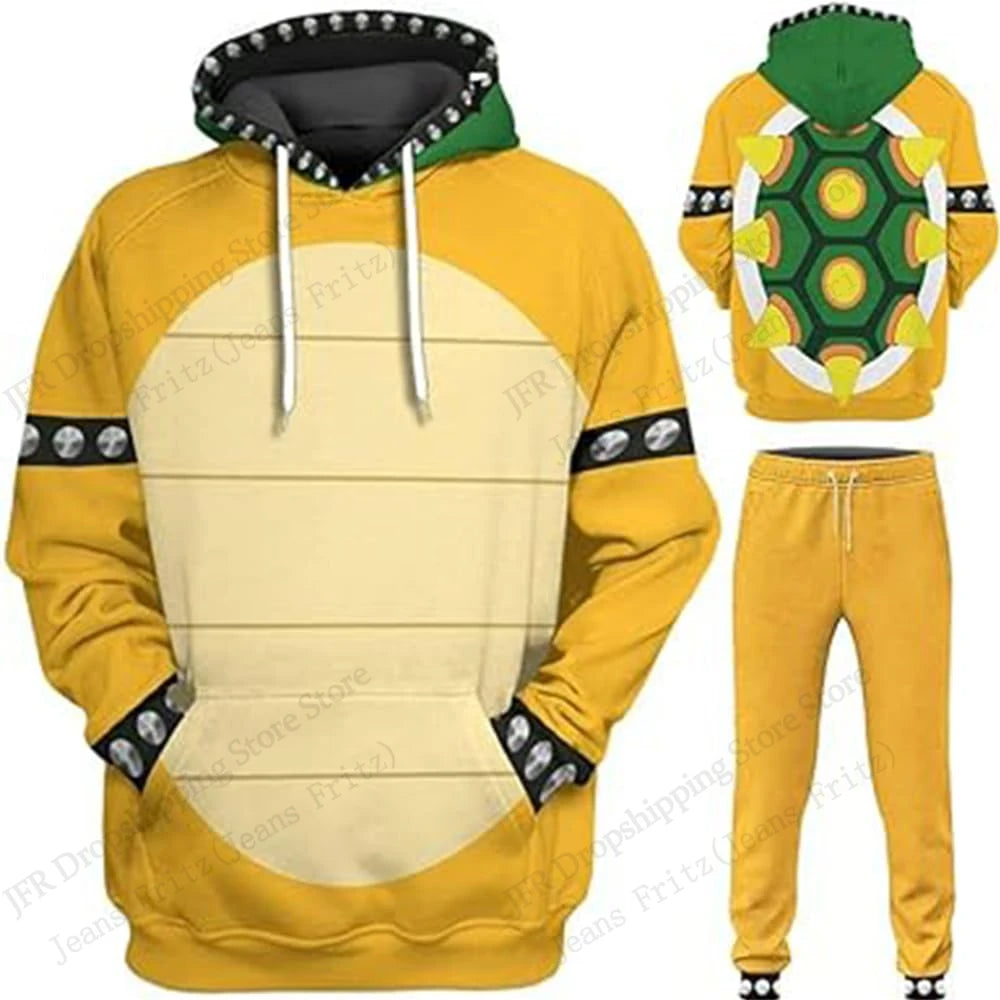 Men's Bowser 3D Print Hoodie & Pants Set – Anime Cosplay Tracksuit