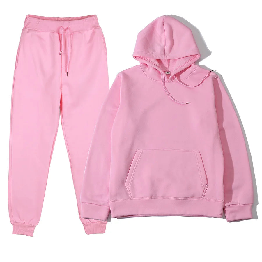 Men's Solid Color Hoodie & Pants Tracksuit Set – Fashionable Casual Sport (S–3XL)