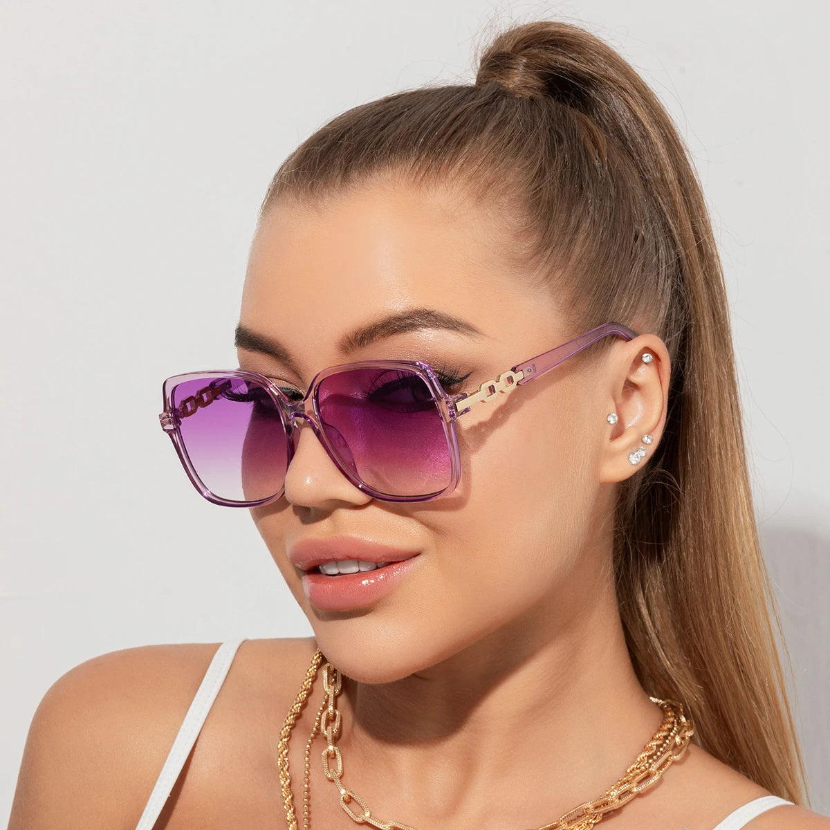 Women's Fashion Square Cycling Sunglasses | Big Frame Colorful Gradient Outdoor Shades