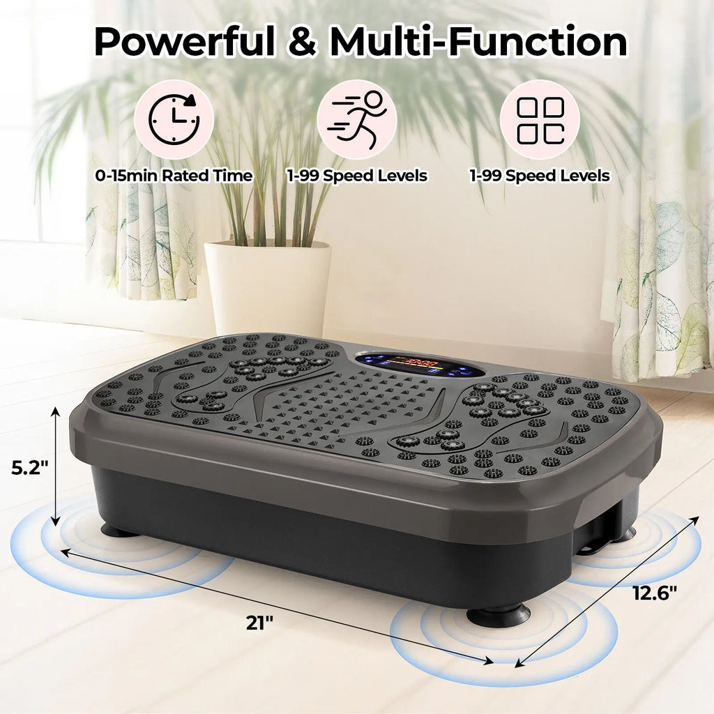 Vibration Plate Exercise Machine – Whole Body Workout Platform with Loop Bands for Home Training