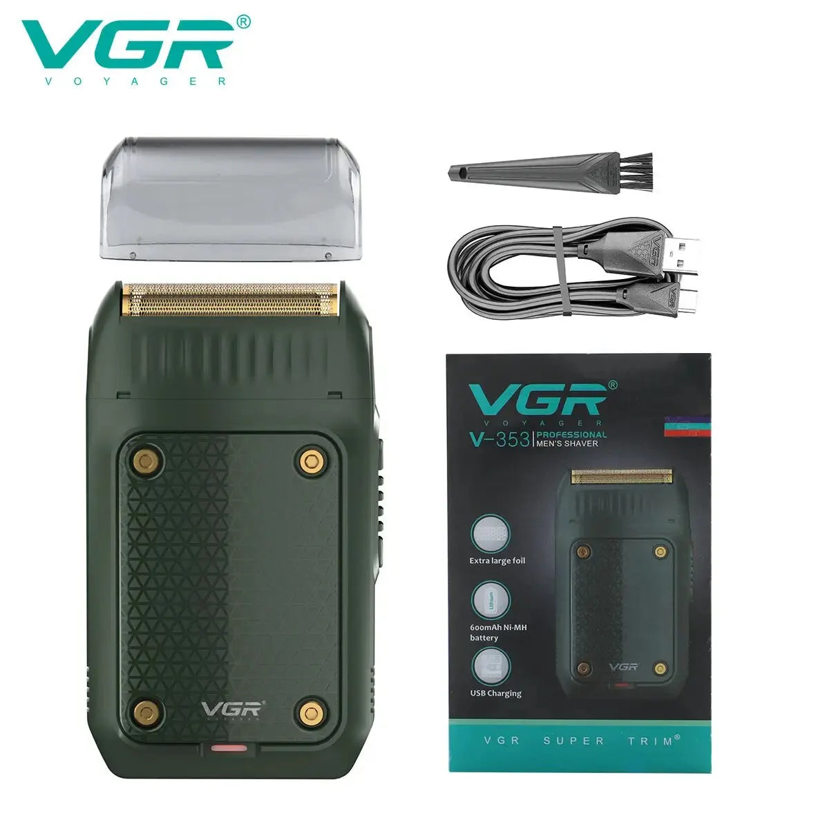VGR V-353 Electric Shaver – Foil Razor, Pop-Up Trimmer, LED Display, 60-Min Runtime