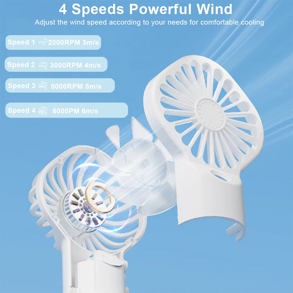 Portable Handheld Mist Fan with Humidifier — USB Rechargeable Mini Water Spray Fan