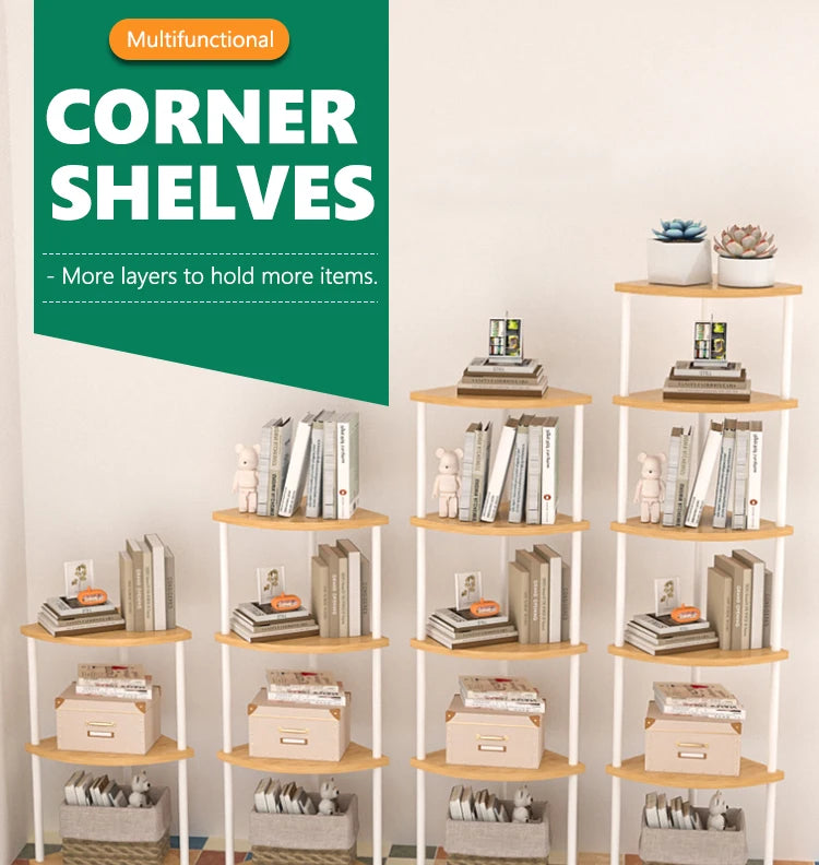 Metal Corner Wall Shelf — 3/4/5/6 Tier Plant Rack, Bookshelf & Living Room Storage